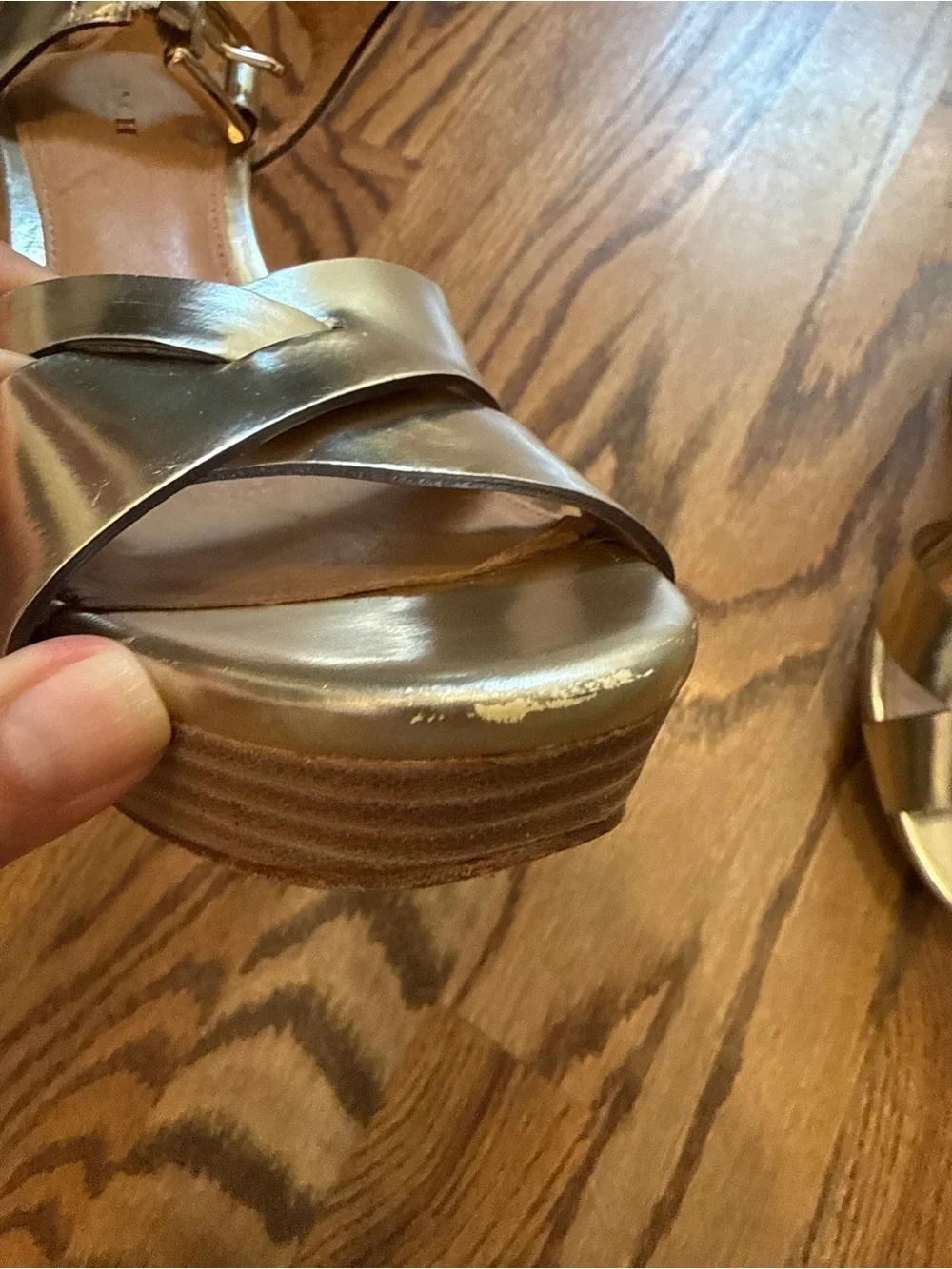 Coach Dani Mirror Metallic Gold Leather Strappy Heels Size 7